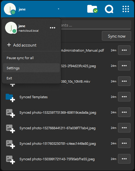 Open the Settings Dialog